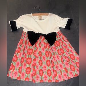 Floral Dress with Black Bow Accent